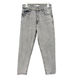 Zara Jeans Women's 6 Gray Charcoal Acid Wash High Rise Straight Leg Mom Jeans